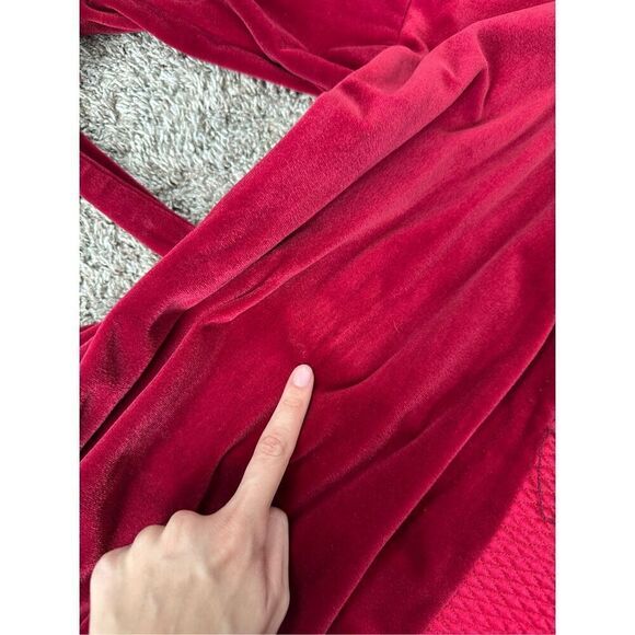 Vintage Christian Dior Red Long Bath Robe Arnel Blend Tie Front USA Made Size S - Picture 13 of 16